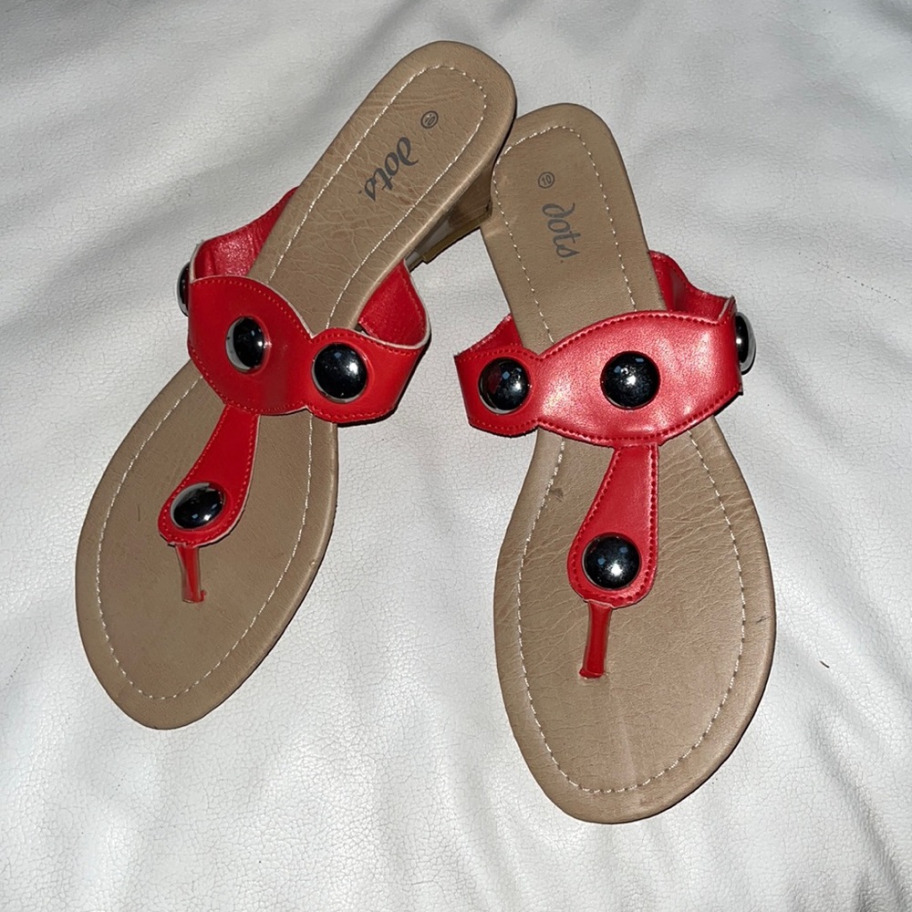 2 inch wedge Sandals size 10 Coral/red